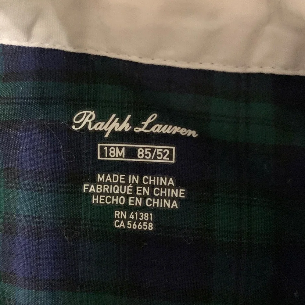 Ralph‎ Lauren plaid button down shirt tartan Christmas holiday preppy size 18m